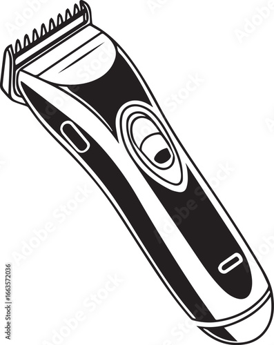 Hair Clipper Illustration A Detailed Line Drawing of a Corded Electric Hair Trimmer