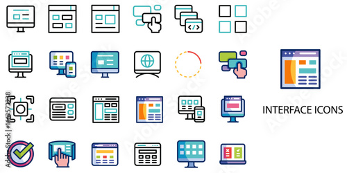 Interface simple concept 24 color icons set .Vector illustration.	