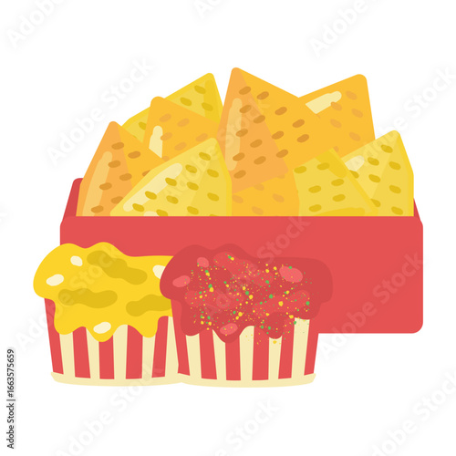 ナチョス（サルサとチーズ）　イラスト