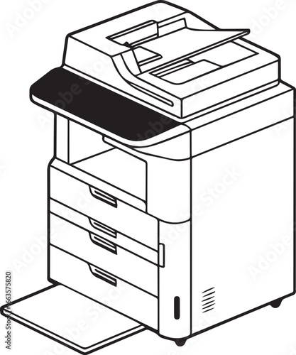 Professional Photocopier and Printer Machine Vector