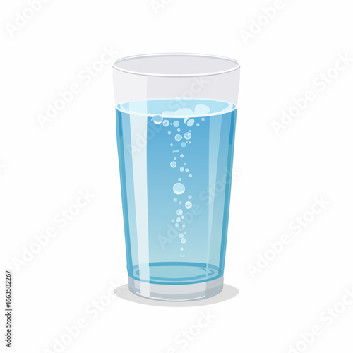 Ein schlichtes Wasserglas mit sprudelndem Mineralwasser