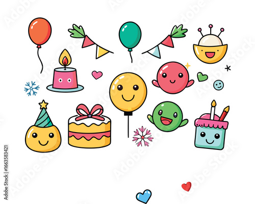 Adorable Kawaii Birthday Party Doodles