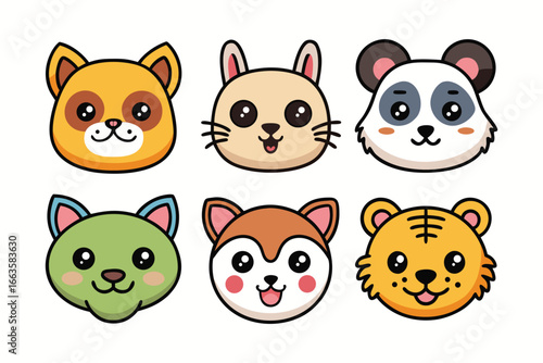 Adorable Kawaii Animal Faces Collection