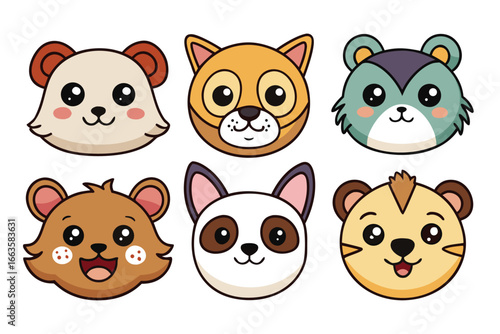 Adorable Kawaii Animal Faces Collection