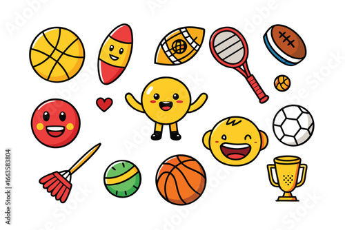 Kawaii Sports and Activities Icon Set