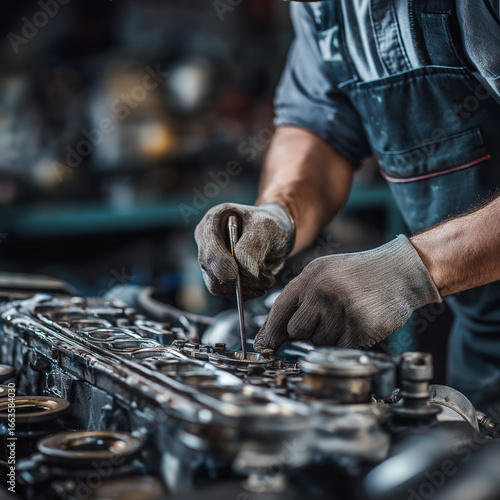Mechanic Repairing Car Engine
