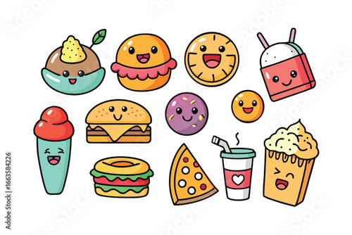 Kawaii Fast Food Doodles Collection