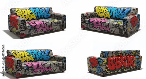 Graffiti style sofas product display