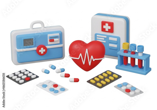 3D Plasticine Medical Concept – Playful Pharmacy Pills, Heart & Blood Tube Hospital Set
