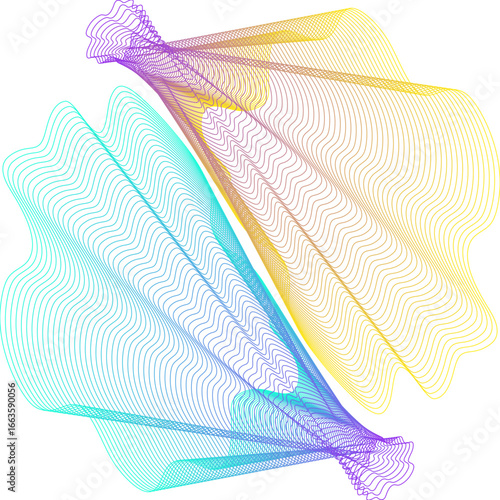 Twinline Petal Drift Vector Background Abstract Diagonal Twin Blooms in Teal, Violet, and Gold Gradient Lines for Web Banners, Presentations, Stylish Modern Background