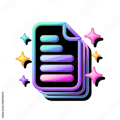 A vibrant document glowing with success and achievements in a shining on transparent background