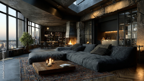 Fototapeta Naklejka Na Ścianę i Meble -  Interior design of modern apartment. Interior mockup, 3d render