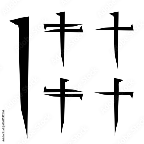 ail cross icon sheet featuring various shapes on a white background with a black religious cross logo