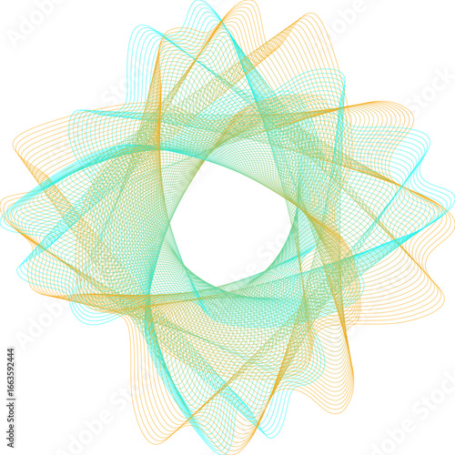 Helio Loop Glyph Vector Abstract Spiro Loop Ring in Teal and Amber Gradient Lines for Logos, Badges, Tech Branding, UI Elements, and Minimal Modern Design