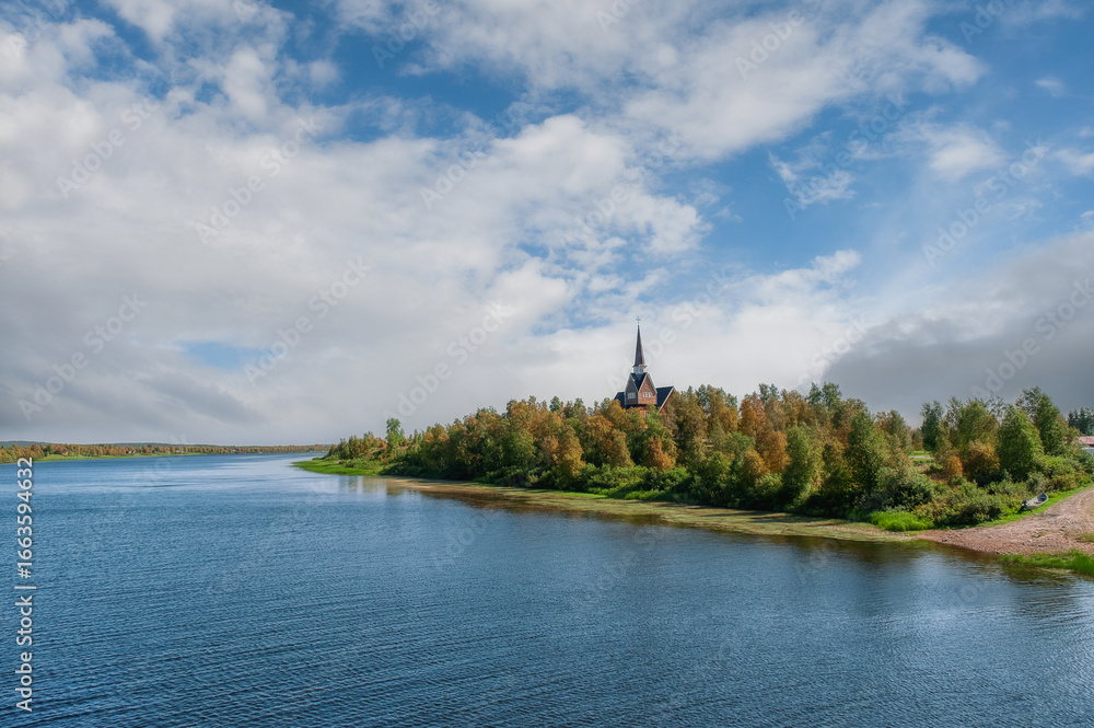 Obraz premium Karesuanto, Garasavvon or Karasavvon is the northernmost town in Sweden. It is located in the municipality of Kiruna, province of Norrbotten.