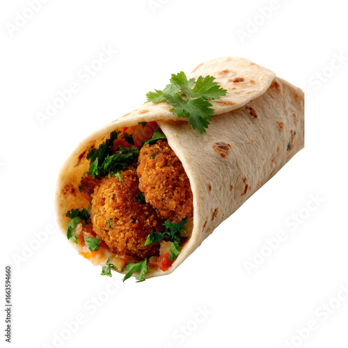 Delicious Falafel Wrap with Fresh Cilantro