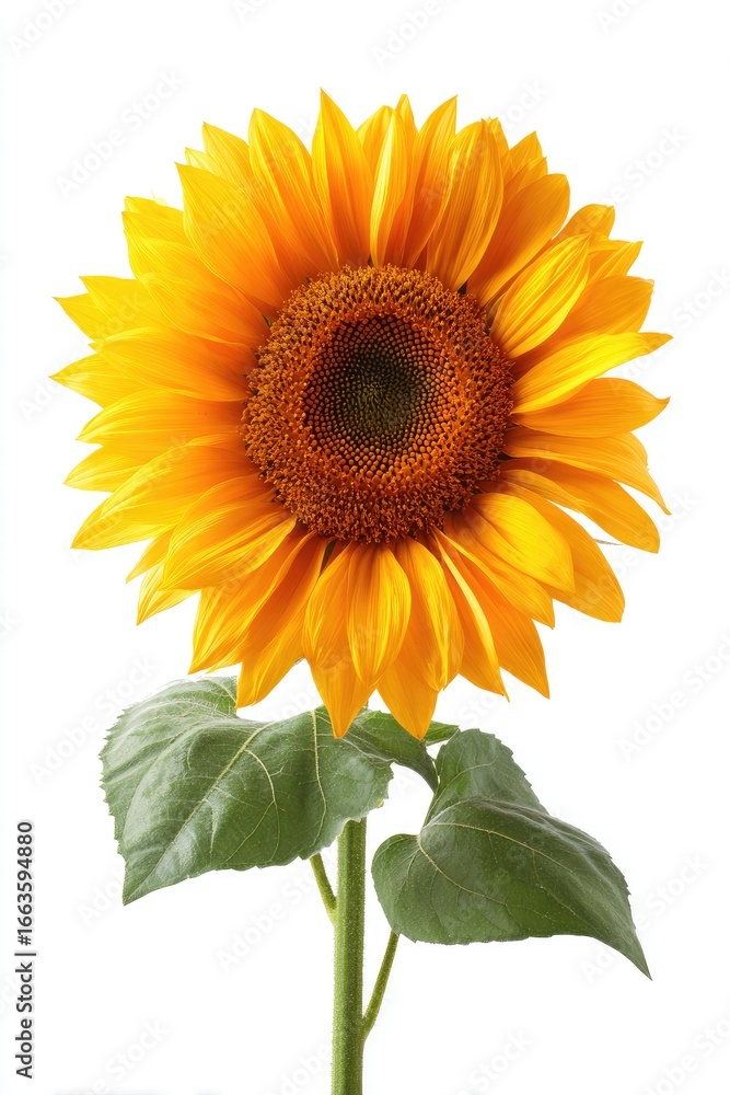 Obraz premium Vibrant sunflower against white (1)