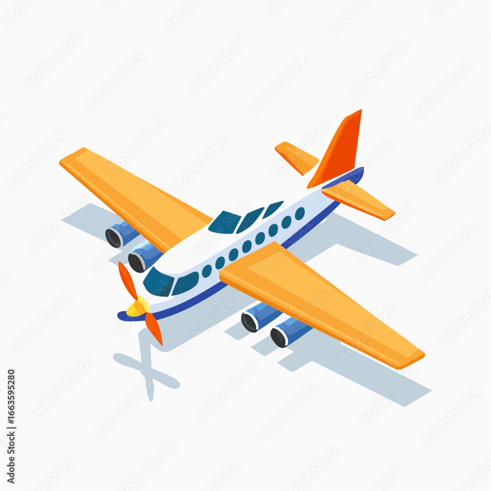 Naklejka premium Isometric Illustration Of A Light Airplane