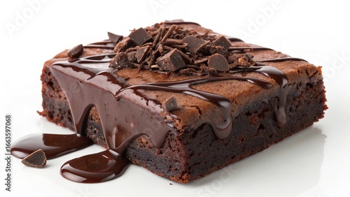 Decadent brownies drizzled with melted chocolate create a rich dessert experience