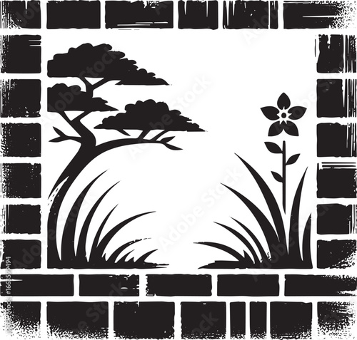 Zen garden tranquility expressed through minimalist brushstrokes