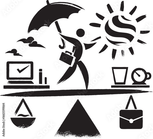 Harmonizing career and personal life: Sumi-e depiction of findin