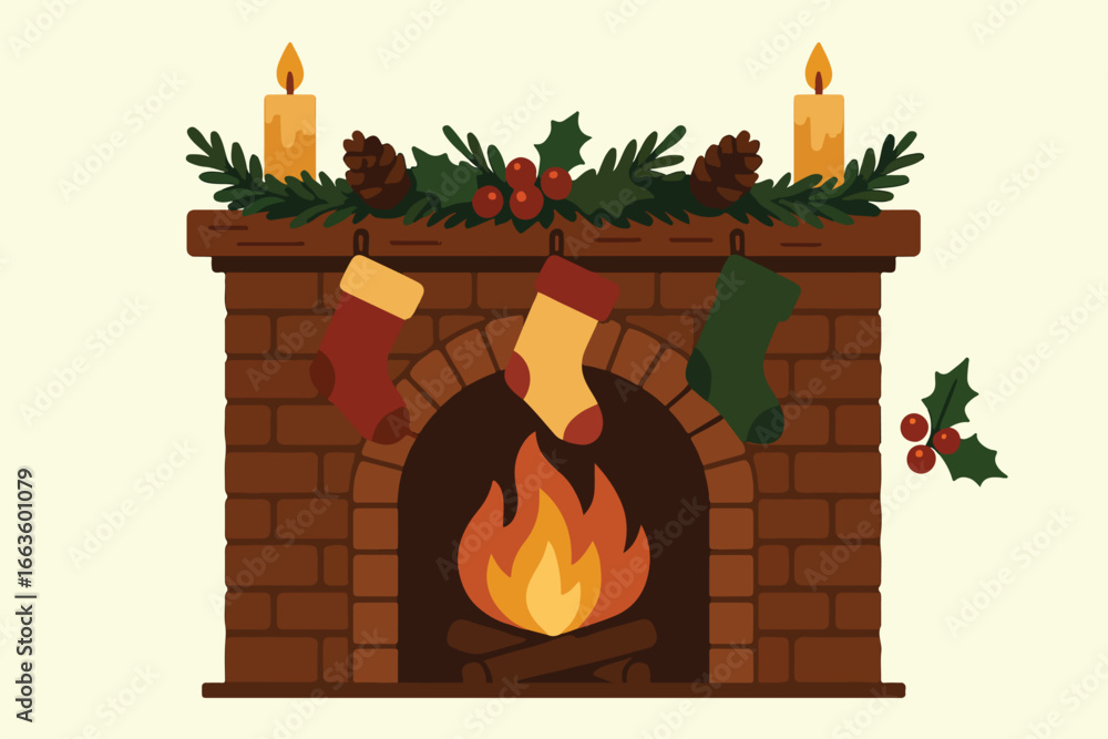 Fototapeta premium Christmas Fireplace 