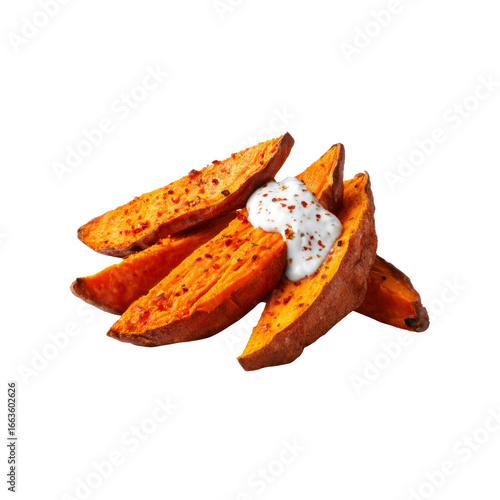 Spicy Sweet Potato Wedges with Creamy Yogurt Dip