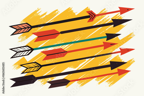 Stylish arrow pattern for modern designs, unique vintage arrow graphic with a retro vibe, cool native american arrow art, dynamic vector art, tribal design elements, and boho decor