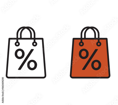 Two shopping bags with percentage symbols indicating a sale or discount offer