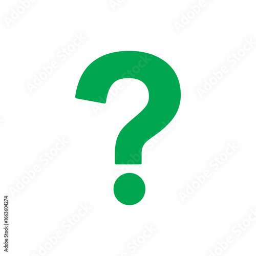 Green question mark silhouette icon vector flat design.