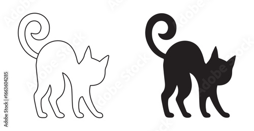 halloween cat vector silhouette, spooky black cat silhouettes in halloween style