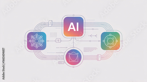 Ai quantum agent technology integration digital space infographic design futuristic environment overview concept