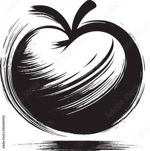 Elegant Sumi-e Illustration of Apricot in Minimalist Brush Strok