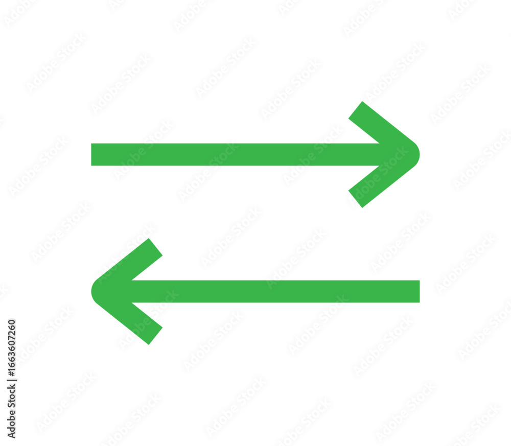 Two green arrows pointing in opposite directions symbolizing exchange or comparison Two green arrows pointing in opposite directions symbolizing exchange or comparison