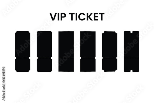 Collection of black and white vip tickets with perforated stubs for special access