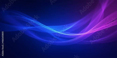 An abstract blue background with flowing, swirling lines and soft curves creates a dynamic, futuristic wave pattern
