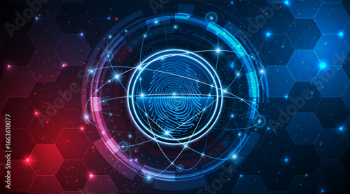 Abstract technology circuit board background. Fingerprint scanning cybersecurity concept. modern technology innovation concept background	