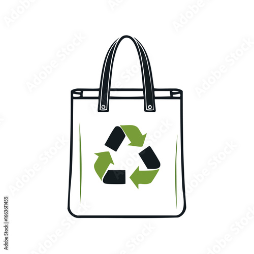 Recycle or reusable bag icon vector illustration green and black 