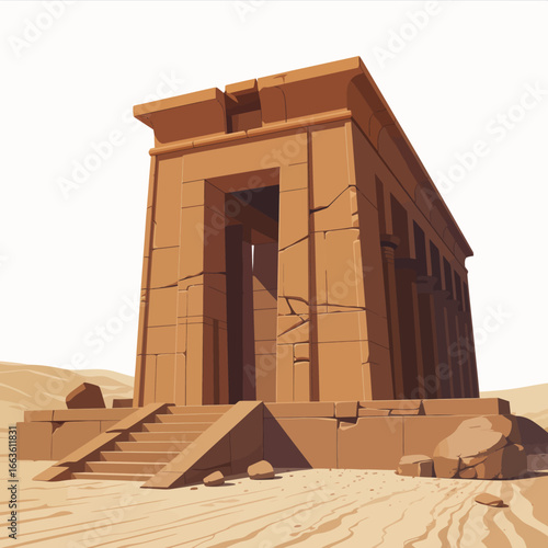 A stunning representation of an ancient monument set against a vast desert landscape, evoking thoughts of history, exploration, and the beauty of human craftsmanship.