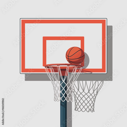 A vibrant basketball is shown going through a hoop, highlighting the excitement of sports and the thrill of scoring, with a bright and clean design that draws attention.