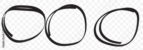 Hand drawn circle line sketch set isolated on white background. Red circle draw. Vector circular scribble doodle round circles for message and for note mark. Vector illustration. EPS 10