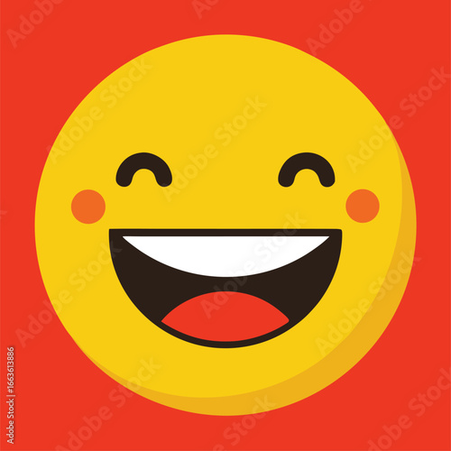 Smiling emoji with rosy cheeks and open mouth, showing extreme happiness