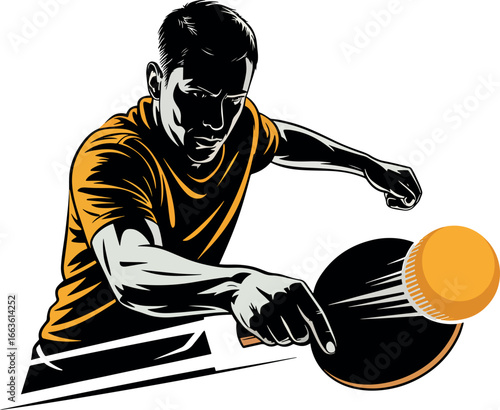 Intense Table Tennis Player Vector Illustration Ready to Smash the Ball with Precision and Focus Showing Athleticism and Skill
