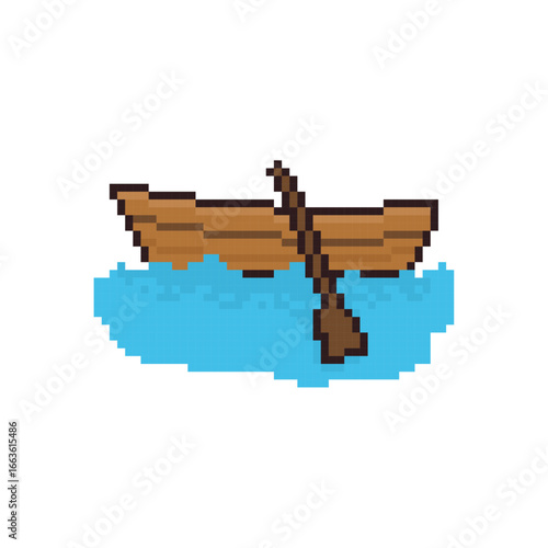 wooden boat icon pixel art