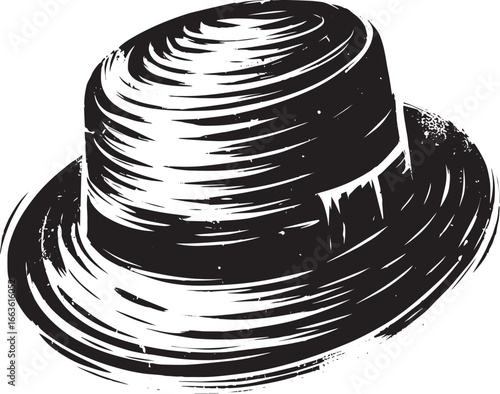 Elegant Gentleman's Hat Depiction in Sumi-e Style with Distinct