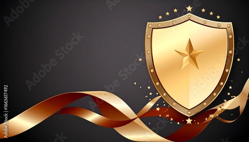 Gold shield with ribbons