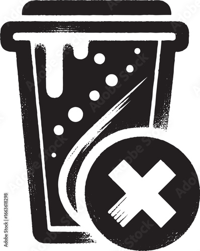 Sumi-e style icon illustrating rejection of sugary beverages for