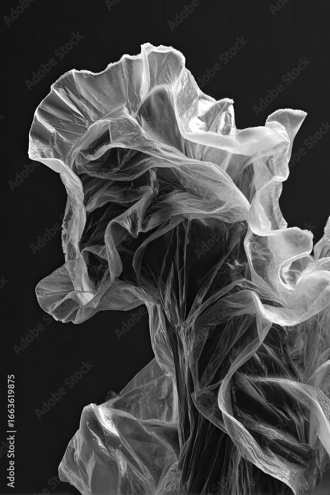 Fototapeta premium Abstract black and white fabric folds