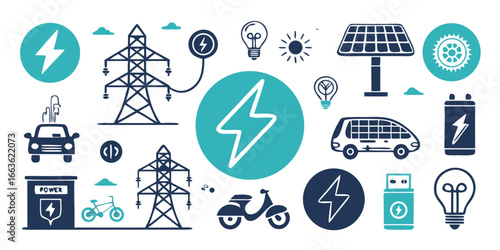 satellite dishes antenna transport electricity power icons vector 