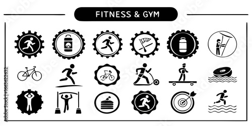 Set of gym and fitness silhouettes 